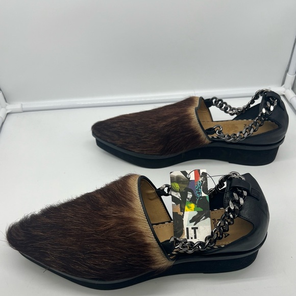NWT TOGA PULLA Pony Hair Brown Cream Leather Chain Platform Loafer Flat Shoes 39 - Picture 12 of 17